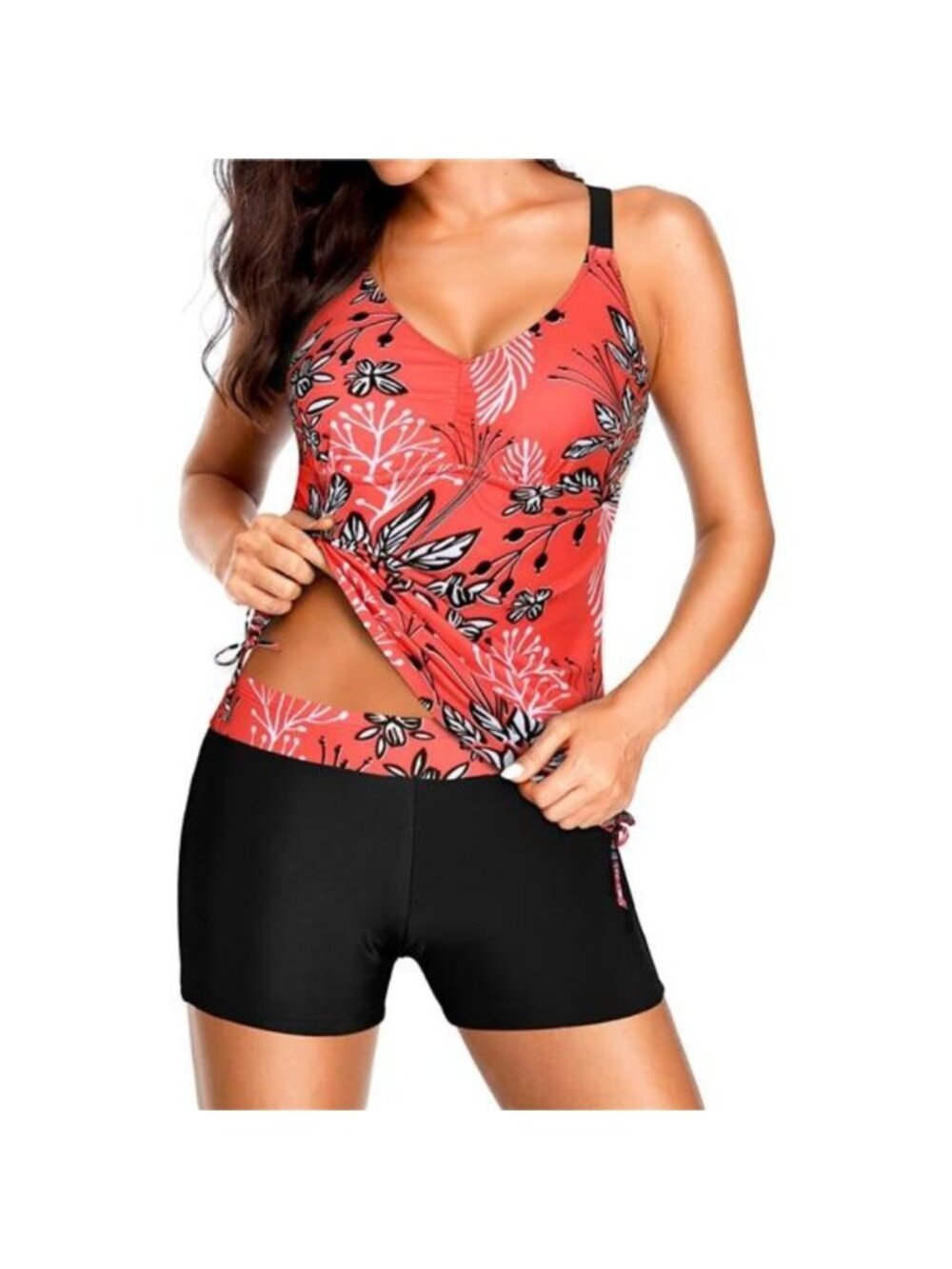 Women's Two Piece Tankini Swimsuits Tummy Control Bathing Suit with Shorts